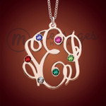 Rose Gold Birthstone Monogrammed Round Personalized Necklace Rose Gold Birthstone Monogrammed Round Personalized Necklace