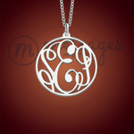 Circled Silver Monogrammed Personalized Necklace Circled Silver Monogrammed Personalized Necklace