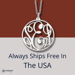 Circled Silver Monogrammed Personalized Necklace Circled Silver Monogrammed Personalized Necklace