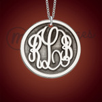Silver Raised Initials Oval Personalized Necklace Silver Raised Initials Oval Personalized Necklace