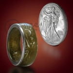 Walking Liberty Bronze Cerakote Half Dollar Handcrafted Ring