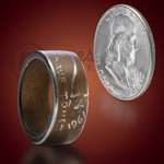 Ben Franklin Bronze Cerakote Half Dollar Handcrafted Ring