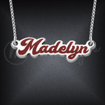 Customized Womens Name Necklace Silver with Tawny Resin Customized Womens Name Necklace Silver with Tawny Resin