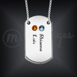Custom Silver Dog Tag Necklace with Birthstones Custom Silver Dog Tag Necklace with Birthstones
