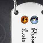 Custom Silver Dog Tag Necklace with Birthstones Custom Silver Dog Tag Necklace with Birthstones