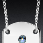 Engraved Dog Tag Necklace with Birthstones - Sterling Silver Engraved Dog Tag Necklace with Birthstones - Sterling Silver