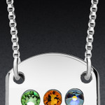 Personalized Dog Tag Necklace with Birthstones - Sterling Silver Personalized Dog Tag Necklace with Birthstones - Sterling Silver
