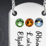 Personalized Dog Tag Necklace with Birthstones - Sterling Silver Personalized Dog Tag Necklace with Birthstones - Sterling Silver