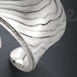 Open Cuff Ring Sterling Silver Wood Grain Design Open Cuff Ring Sterling Silver Wood Grain Design