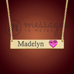 Integrity Gold Pink Heart Name Bar Necklace