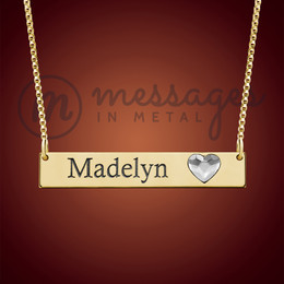 Integrity Gold Crystal Heart Name Bar Necklace Integrity Gold Crystal Heart Name Bar Necklace