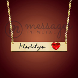Honesty Gold Red Heart Name Bar Necklace