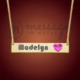 Kindness Gold Pink Heart Name Bar Necklace Kindness Gold Pink Heart Name Bar Necklace