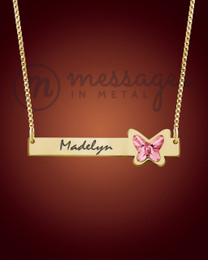 Honesty Gold Peach Butterfly Name Bar Necklace Honesty Gold Peach Butterfly Name Bar Necklace