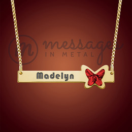 Kindness Gold Red Butterfly Name Bar Necklace Kindness Gold Red Butterfly Name Bar Necklace