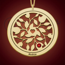 Tranquility Gold One Birthstone Round Personalized Necklace Tranquility Gold One Birthstone Round Personalized Necklace