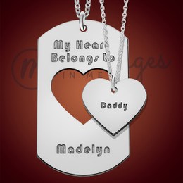 Silver My Heart Belongs To Dog Tag Necklace Silver My Heart Belongs To Dog Tag Necklace