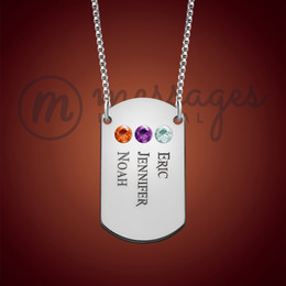 Silver Three Name With Birthstone Dog Tag Silver Three Name With Birthstone Dog Tag