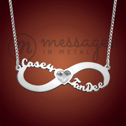Silver Crystal Heart Infinity Name Necklace Silver Crystal Heart Infinity Name Necklace