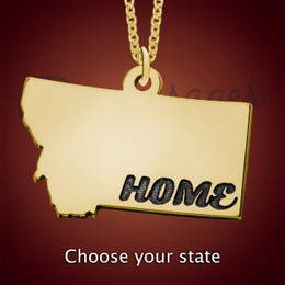 Gold Home US State Pendants Gold Home US State Pendants
