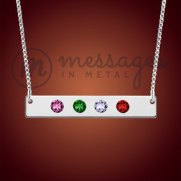Silver Four Birthstone Personalized Bar Necklace Silver Four Birthstone Personalized Bar Necklace
