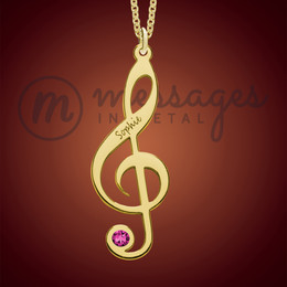 Gold Music Note Necklace With Birthstone Gold Music Note Necklace With Birthstone