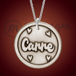 Round Antique Silver Name Necklace Round Antique Silver Name Necklace