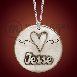 So Loved Round Antique Silver Name Necklace