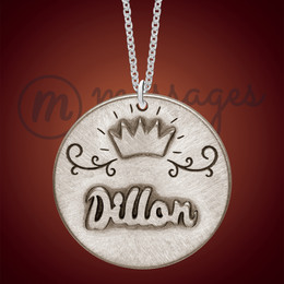 So Loved Round Antique Silver Name Necklace And Round Name Pendant