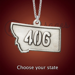Antique Silver Area Code State Necklaces Antique Silver Area Code State Necklaces