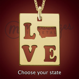 Gold Love Rectangle Custom State Necklace Gold Love Rectangle Custom State Necklace