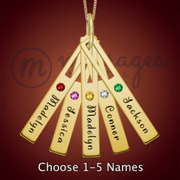 Gold Birthstone Family Kindred Name Bar Necklace Gold Birthstone Family Kindred Name Bar Necklace