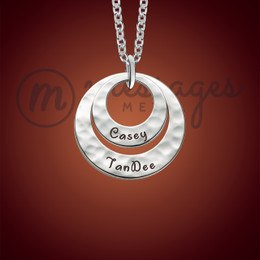 Silver Hammered Duo Ring Personalized Necklace Silver Hammered Duo Ring Personalized Necklace