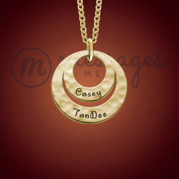 Gold Hammered Duo Ring Personalized Necklace Gold Hammered Duo Ring Personalized Necklace