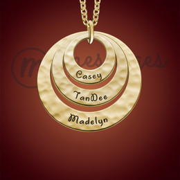 Gold Hammered Trio Ring Personalized Necklace Gold Hammered Trio Ring Personalized Necklace