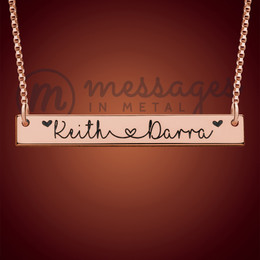 Rose Gold Fancy Two Name Bar Necklace Rose Gold Fancy Two Name Bar Necklace