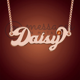 Rose Gold Birthstone Brilliant Name Necklace Rose Gold Birthstone Brilliant Name Necklace