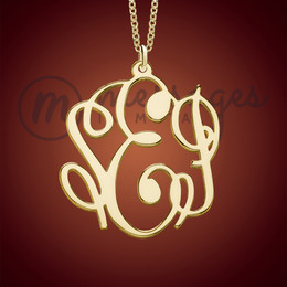 Gold Monogrammed Round Personalized Necklace Gold Monogrammed Round Personalized Necklace