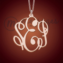 Rose Gold Monogrammed Round Personalized Necklace Rose Gold Monogrammed Round Personalized Necklace