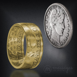 Barber Gold Plated Half Dollar Handcrafted Ring Barber Gold Plated Half Dollar Handcrafted Ring