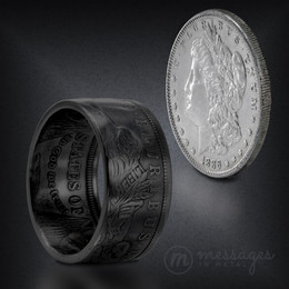 Morgan Black Cerakote Silver Dollar Wide Band Handcrafted Ring Morgan Black Cerakote Silver Dollar Wide Band Handcrafted Ring