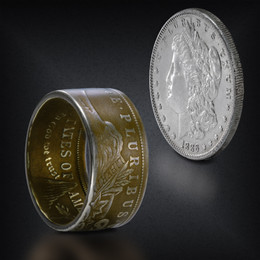 Morgan Bronze Cerakote Silver Dollar Wide Band Handcrafted Ring