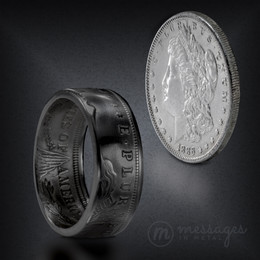 Morgan Black Cerakote Silver Dollar Thin Band Handcrafted Ring Morgan Black Cerakote Silver Dollar Thin Band Handcrafted Ring