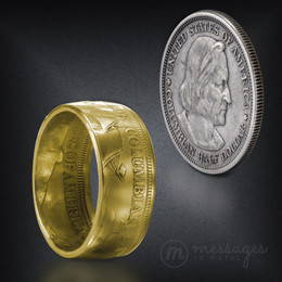 Columbian Exposition Gold Plated Half Dollar Handcrafted Ring Columbian Exposition Gold Plated Half Dollar Handcrafted Ring