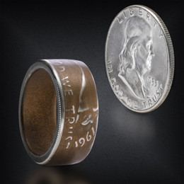 Ben Franklin Bronze Cerakote Half Dollar Handcrafted Ring Ben Franklin Bronze Cerakote Half Dollar Handcrafted Ring