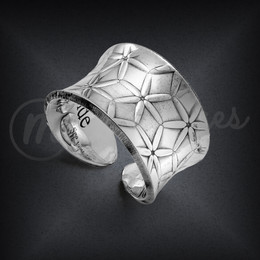 Sterling Silver Open Cuff Ring Blossoms Design Sterling Silver Open Cuff Ring Blossoms Design