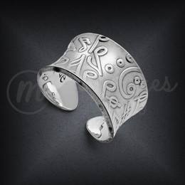 Open Cuff Finger Ring Silver Musical Design Open Cuff Finger Ring Silver Musical Design