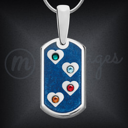 Engravable Dog Tag Necklace With Birthstones - Sterling Silver Engravable Dog Tag Necklace With Birthstones - Sterling Silver