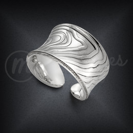 Open Cuff Ring Sterling Silver Wood Grain Design Open Cuff Ring Sterling Silver Wood Grain Design
