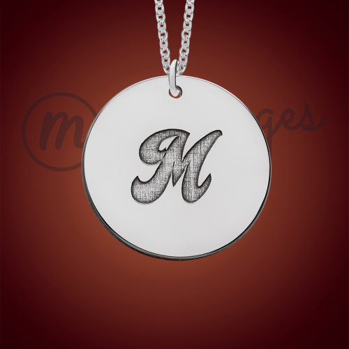 Silver Round Letter Initial Necklace